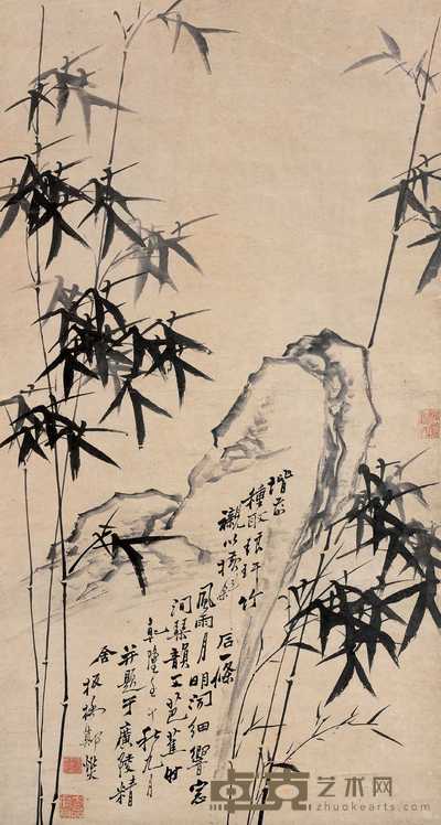 郑板桥 1762年作 竹石图 立轴 136.5×73.5cm